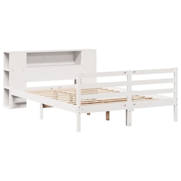 vidaXL seng med reol uden madras 120x200 cm massivt fyrretræ hvid