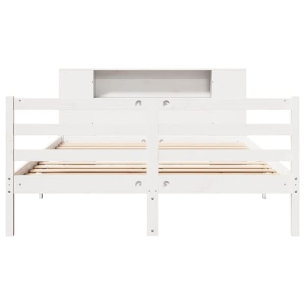 vidaXL seng med reol uden madras 120x200 cm massivt fyrretræ hvid
