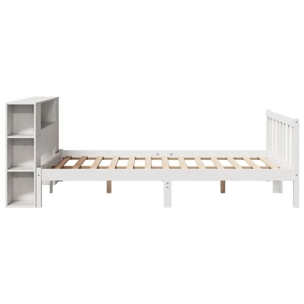 vidaXL seng med reol uden madras 120x200 cm massivt fyrretræ hvid