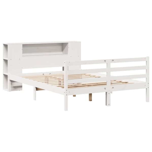vidaXL Seng med bokhylle uten madrass hvit 120x190 cm heltre furu
