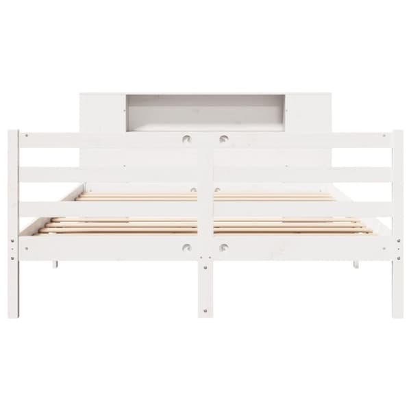 vidaXL Seng med bokhylle uten madrass hvit 120x190 cm heltre furu