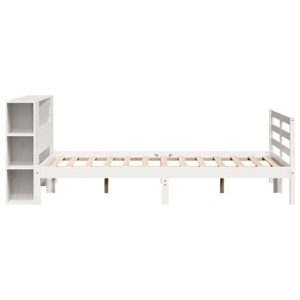vidaXL Seng med bokhylle uten madrass hvit 120x190 cm heltre furu