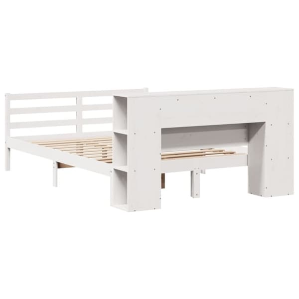 vidaXL Seng med bokhylle uten madrass hvit 120x190 cm heltre furu
