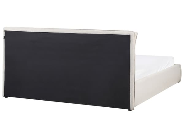Seng med oppbevaring Stoff Beige 180 x 200 cm Polstret sengeramme Sengegavl Oppbevaringsplass Soverom Moderne Skandinavisk