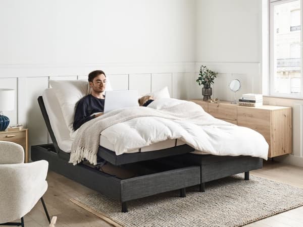 Elektrisk seng Mørkegrå Polyester 180 x 200 cm Fjernkontroll Justerbar Uten Sengegavl