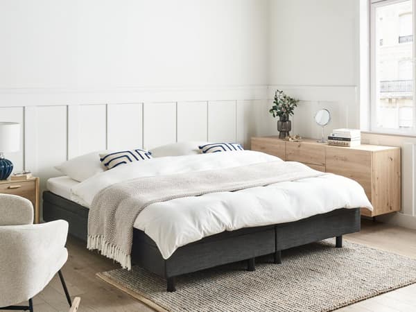 Elektrisk seng Mørkegrå Polyester 180 x 200 cm Fjernkontroll Justerbar Uten Sengegavl