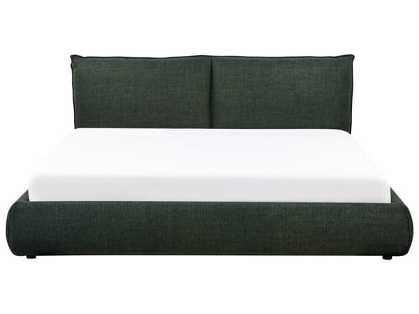 Dobbeltseng Stoff Mørkegrønn 180 x 200 cm Moderne dobbeltseng Stoff To-mannsseng Lav sengeramme Minimalistisk design