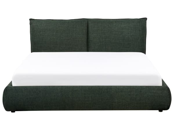 Dobbeltseng Stoff Mørkegrønn 160 x 200 cm Moderne dobbeltseng Stoff To-mannsseng Lav sengeramme Minimalistisk design