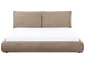 Miniatyrbilde 6 av 11: Dobbeltseng Brun Boucle-Polstring 180 x 200 cm Lamellbunn med Tykk Polstret Hodegavl Fotbrett Moderne Stil Soverom