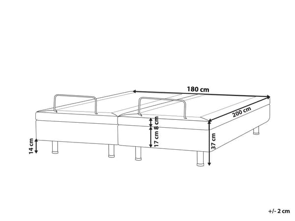 Elevationsseng Mørkegrå Polyester 160 x 200 cm Elektrisk Dobbelt Justerbar Seng med Fjernbetjening Sengeramme uden Gavl To Mands