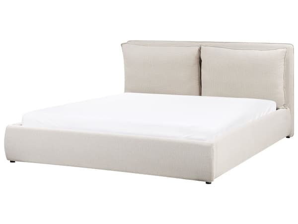 Seng Beige 180 x 200 cm Moderne To Mands Seng med Opbevaring Blød Sengegavl Dobbeltseng Sengeramme Retro Design