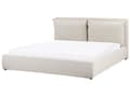 Miniatyrbillede 4 af 11: Seng Beige 180 x 200 cm Moderne To Mands Seng med Opbevaring Blød Sengegavl Dobbeltseng Sengeramme Retro Design