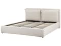 Miniatyrbillede 5 af 11: Seng Beige 180 x 200 cm Moderne To Mands Seng med Opbevaring Blød Sengegavl Dobbeltseng Sengeramme Retro Design