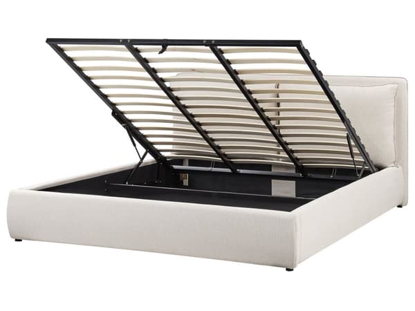 Seng Beige 180 x 200 cm Moderne To Mands Seng med Opbevaring Blød Sengegavl Dobbeltseng Sengeramme Retro Design