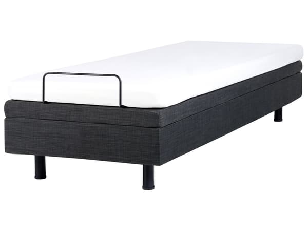 Elevationsseng Mørkegrå Polyester 160 x 200 cm Elektrisk Dobbelt Justerbar Seng med Fjernbetjening Sengeramme uden Gavl To Mands