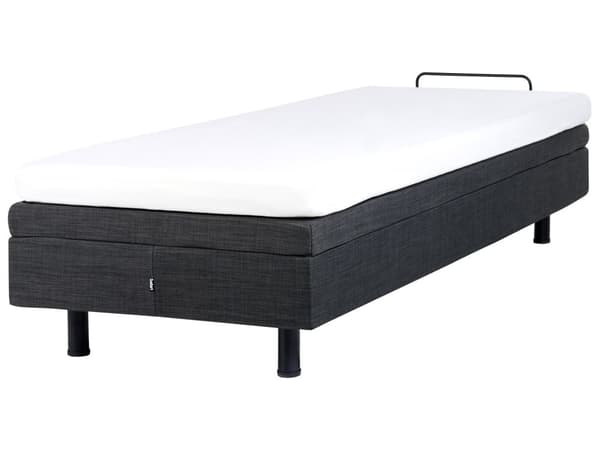 Elevationsseng Mørkegrå Polyester 160 x 200 cm Elektrisk Dobbelt Justerbar Seng med Fjernbetjening Sengeramme uden Gavl To Mands