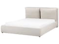 Miniatyrbillede 4 af 11: Seng Beige Polyester 160 x 200 cm Moderne To Mands Seng med Opbevaring Blød Sengegavl Dobbeltseng Sengeramme Retro Design