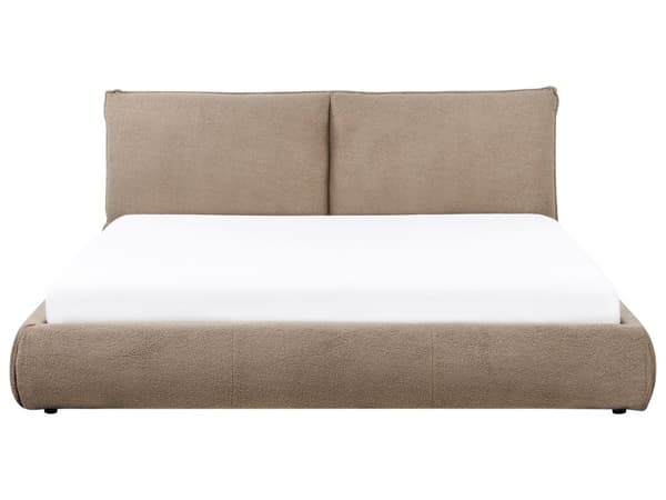 Seng Brun Boucle 180 x 200 cm Moderne To Mands Blød Sengegavl Dobbeltseng Sengeramme Retro Design Stofseng Plys
