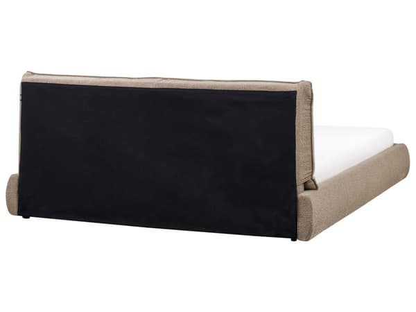 Seng Brun Boucle 180 x 200 cm Moderne To Mands Blød Sengegavl Dobbeltseng Sengeramme Retro Design Stofseng Plys