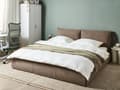 Miniatyrbillede 2 af 11: Seng Brun Boucle 180 x 200 cm Moderne To Mands Blød Sengegavl Dobbeltseng Sengeramme Retro Design Stofseng Plys
