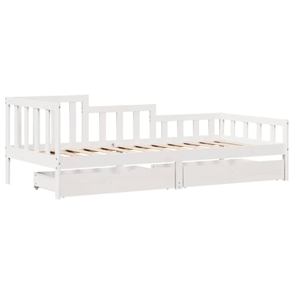 Dagbädd med lådor vit 90x190 cm massiv furu