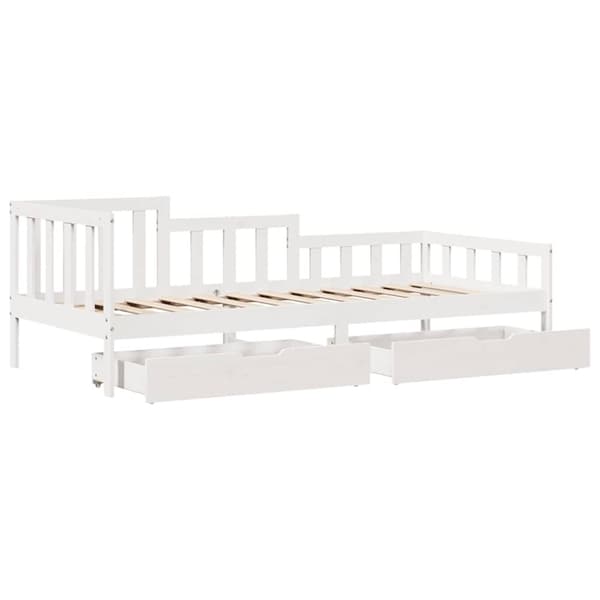 Dagbädd med lådor vit 90x190 cm massiv furu