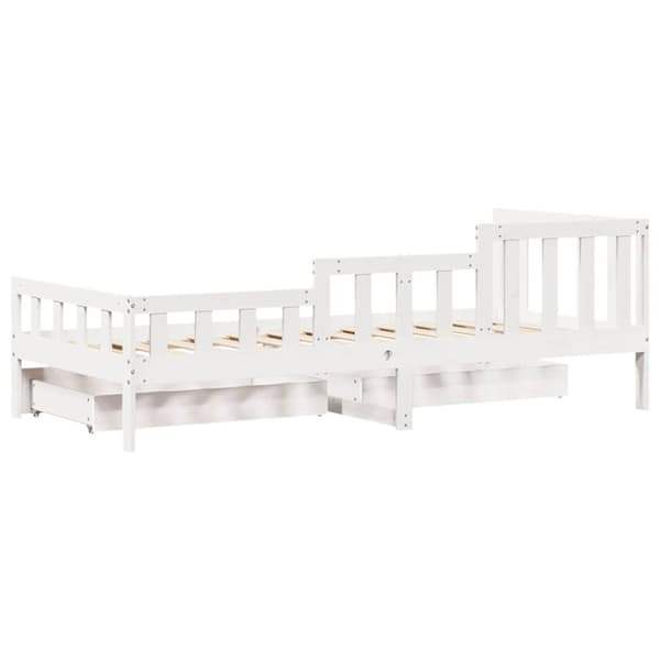 Dagbädd med lådor vit 90x190 cm massiv furu