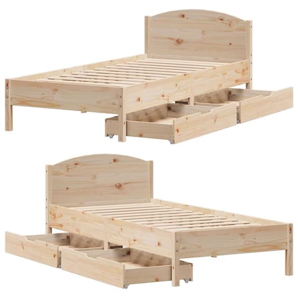 Sängram utan madrass 90x200 cm massiv furu