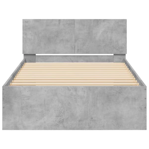 Sängram med huvudgavel betonggrå 100x200 cm konstruerat trä