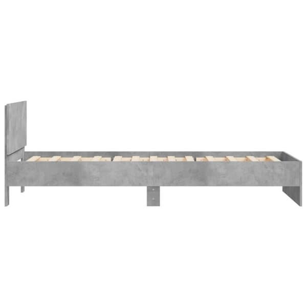 Sängram med huvudgavel betonggrå 100x200 cm konstruerat trä