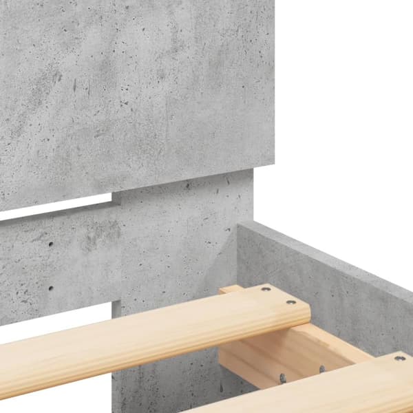 Sängram med huvudgavel betonggrå 100x200 cm konstruerat trä