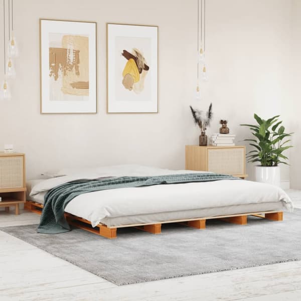 Pallsäng vaxad brun 180x200 cm massiv furu