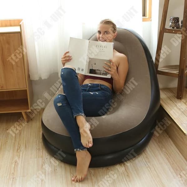 TD® Utomhus hopfällbar, lutande uppblåsbar soffa med pedalkombinationsbäddsoffa Flockande lat bäddsoffa med luftpump