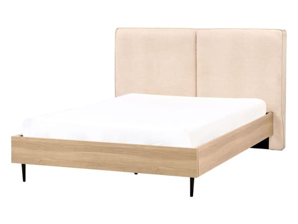 Sengeramme Boucle Beige 140 x 200 cm Polstret sengegavl MDF-ramme Metallben Moderne design Soverom Dobbeltseng