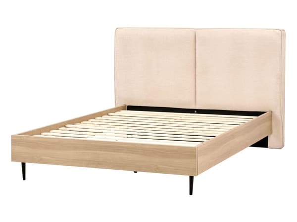 Sengeramme Boucle Beige 140 x 200 cm Polstret sengegavl MDF-ramme Metallben Moderne design Soverom Dobbeltseng