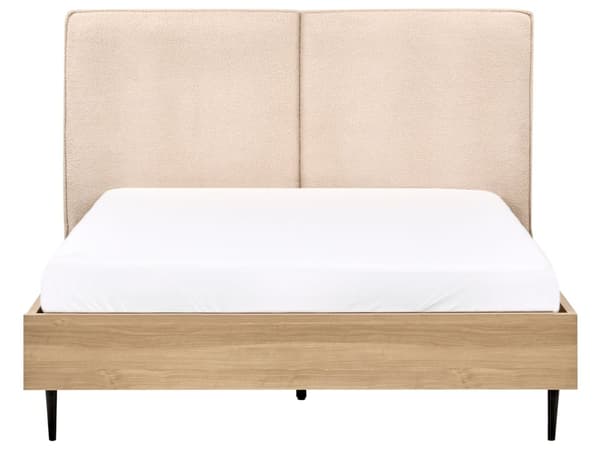 Sengeramme Boucle Beige 140 x 200 cm Polstret sengegavl MDF-ramme Metallben Moderne design Soverom Dobbeltseng