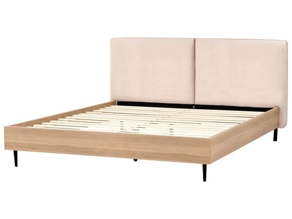 Seng Beige Boucle 180 x 200 cm Polstret sengegavl Metallben Moderne Soverom Sengeramme
