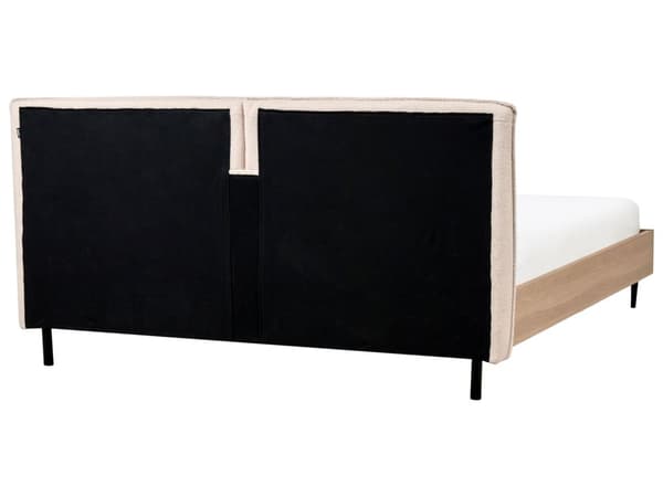 Seng Beige Boucle 180 x 200 cm Polstret sengegavl Metallben Moderne Soverom Sengeramme