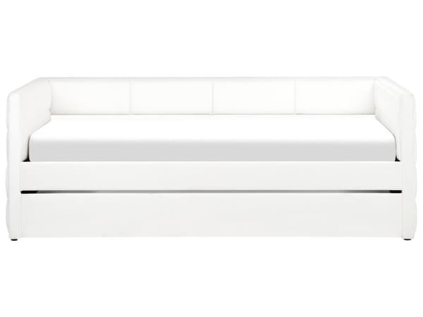 Udtræksseng Off-white Velour 90 x 200 cm Børneseng Trille Enkeltseng Design Sengeramme Enkeltmands Seng med Udtræk til Dobbeltseng