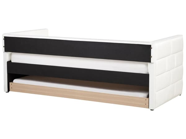 Udtræksseng Off-white Velour 90 x 200 cm Børneseng Trille Enkeltseng Design Sengeramme Enkeltmands Seng med Udtræk til Dobbeltseng