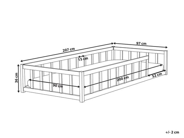 Lav børneseng i lyst fyrretræ 90 x 200 cm seng til børneværelset