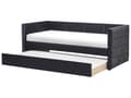 Miniatyrbillede 1 af 11: Udtræksseng Sort Velour 90 x 200 cm Børneseng Trille Enkeltseng Design Sengeramme Enkeltmands Seng med Udtræk til Dobbeltseng