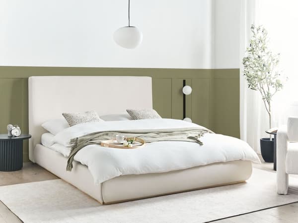 Seng Lys Beige Polyester 160 x 200 cm med Oppbevaring Sengegavl Soveromsmøbler Stilig