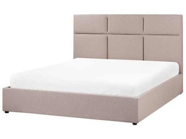 Seng med Oppbevaring Taupe Polyester Polstring 160 x 200 cm og Sengegavl Soveromsmøbler