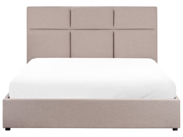 Seng med Oppbevaring Taupe Polyester Polstring 160 x 200 cm og Sengegavl Soveromsmøbler
