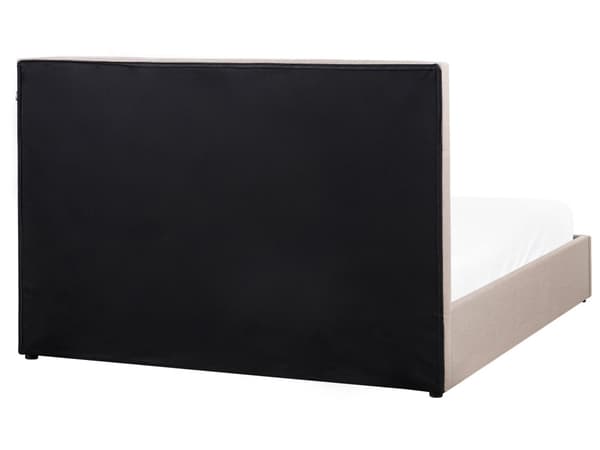 Seng med Oppbevaring Taupe Polyester Polstring 160 x 200 cm og Sengegavl Soveromsmøbler