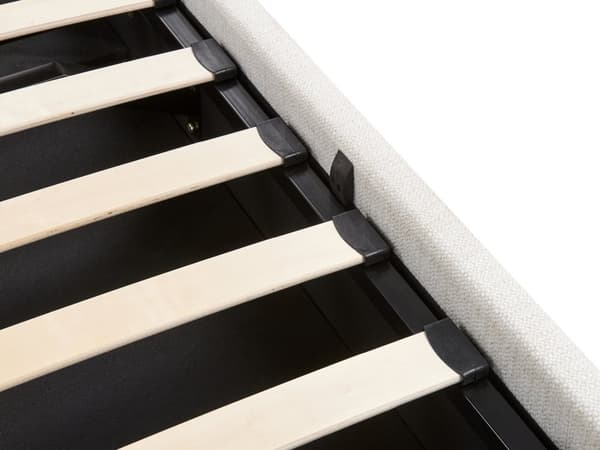 Seng med Oppbevaring Off-White Polyester Polstring 180 x 200 cm og Sengegavl Soveromsmøbler