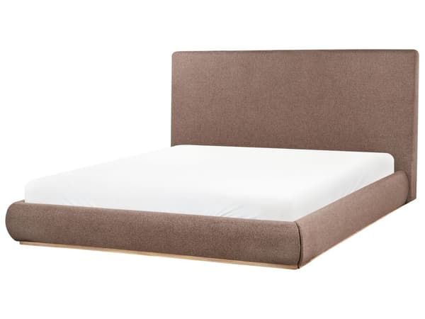 Seng Mørkebrun Polyester 180 x 200 cm med Oppbevaring Sengegavl Soveromsmøbler Stilig