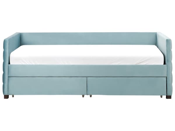 Seng med Skuffer Grøn Velour 90 x 200 cm Børneseng med Opbevaring Enkeltseng Design Sengeramme Enkeltmands Seng