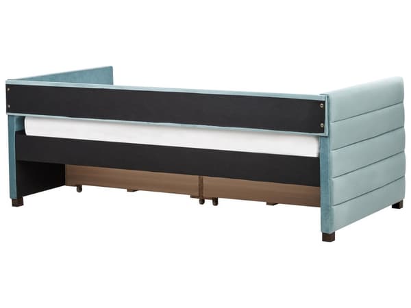 Seng med Skuffer Grøn Velour 90 x 200 cm Børneseng med Opbevaring Enkeltseng Design Sengeramme Enkeltmands Seng